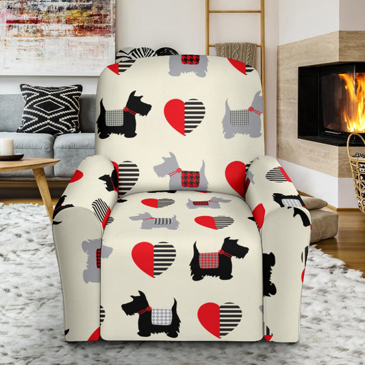 Scottish Terriers Print Design LKS3010 Recliner Slipcover with Pocket