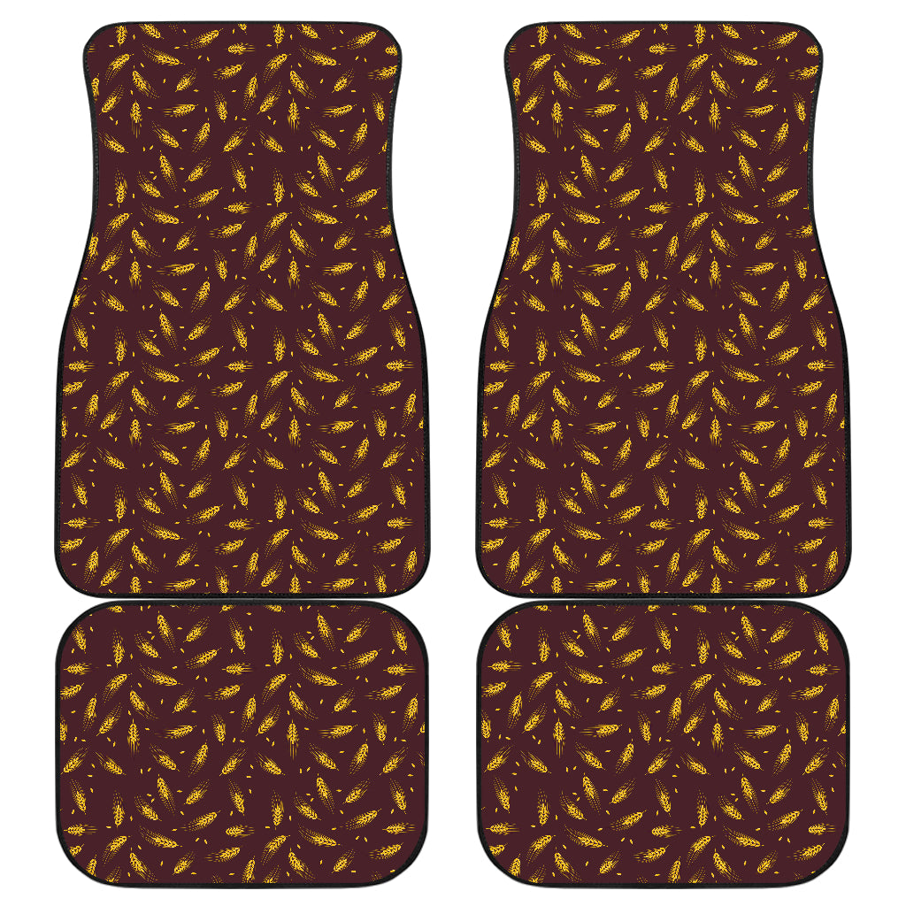 Agricultural Gold Wheat Print Pattern Car Floor Mats Front Back