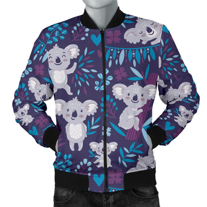 Koala Cute Themed Design Print Men Bomber Jacket