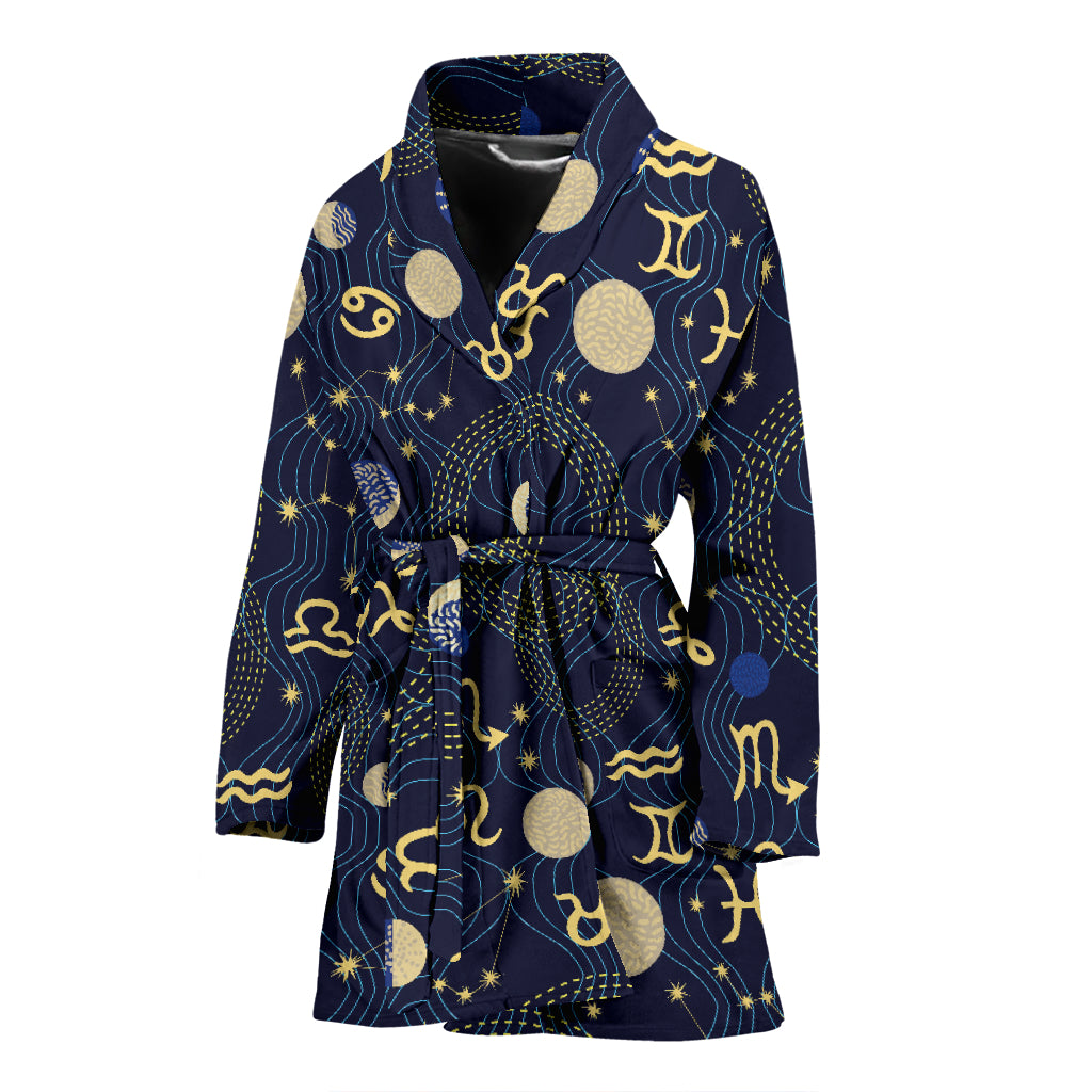Zodiac Print Design LKS302 Women Bathrobe