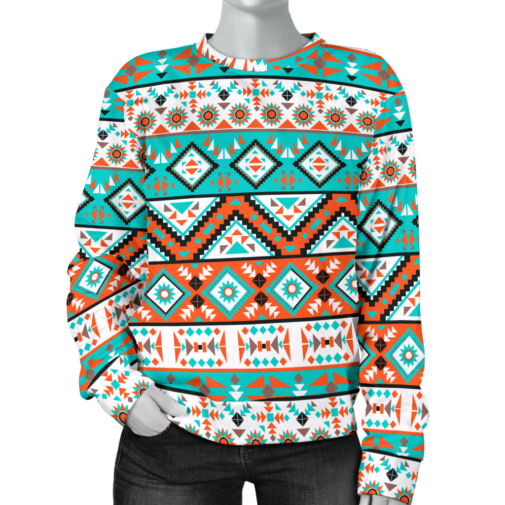 Navajo Style Print Pattern Women Long Sleeve Sweatshirt
