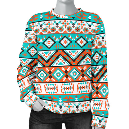Navajo Style Print Pattern Women Long Sleeve Sweatshirt