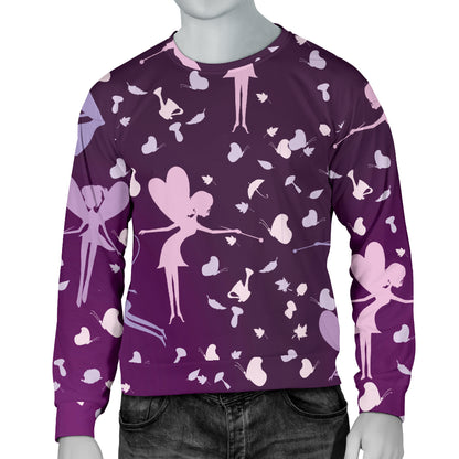 Fairy Pink Print Pattern Men Long Sleeve Sweatshirt