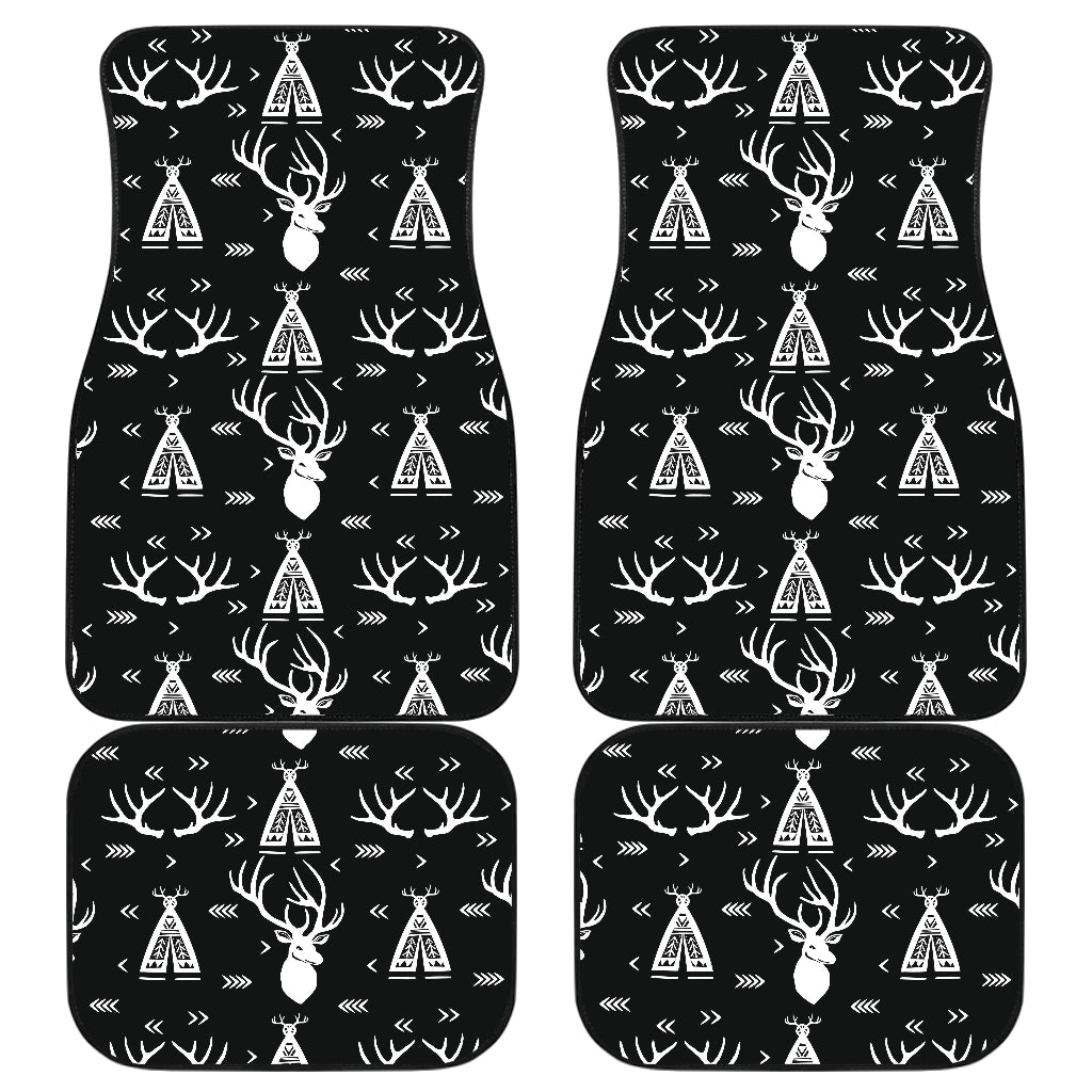 Deer Native Indian Print Pattern Car Floor Mats Front Back