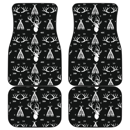Deer Native Indian Print Pattern Car Floor Mats Front Back