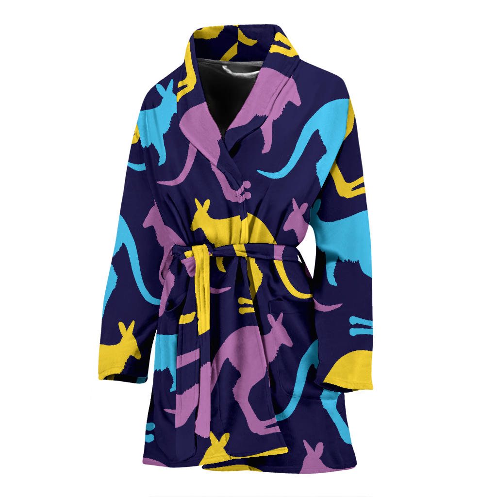 Kangaroos Pattern Print Design 02 Women Bathrobe
