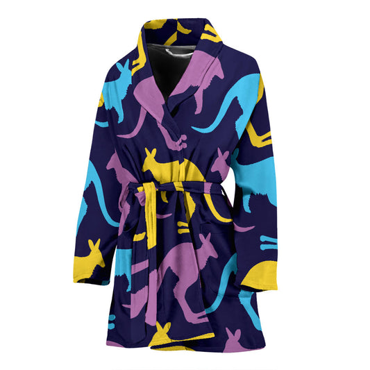 Kangaroos Pattern Print Design 02 Women Bathrobe