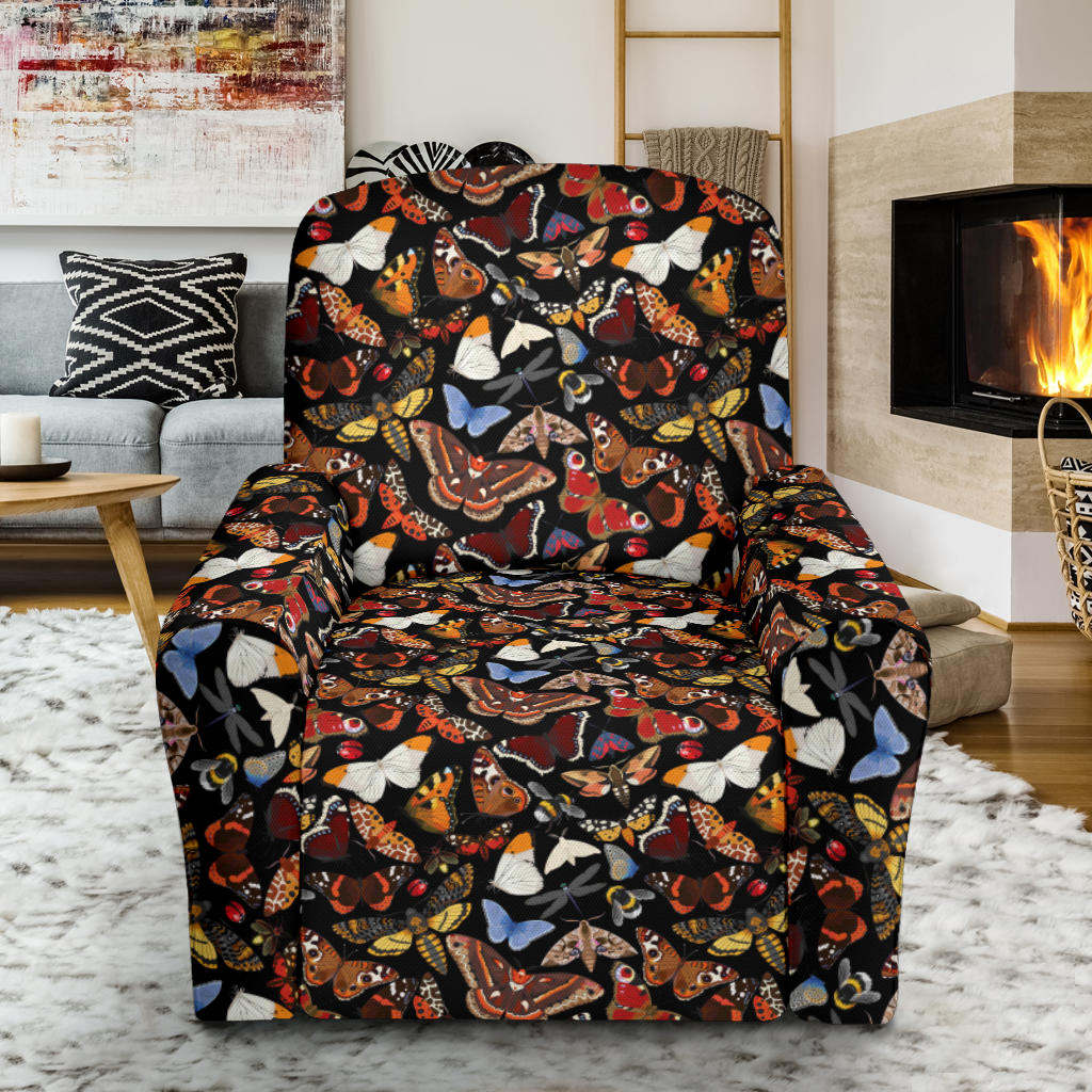 Butterfly Pattern Print Design 08 Recliner Slipcover with Pocket