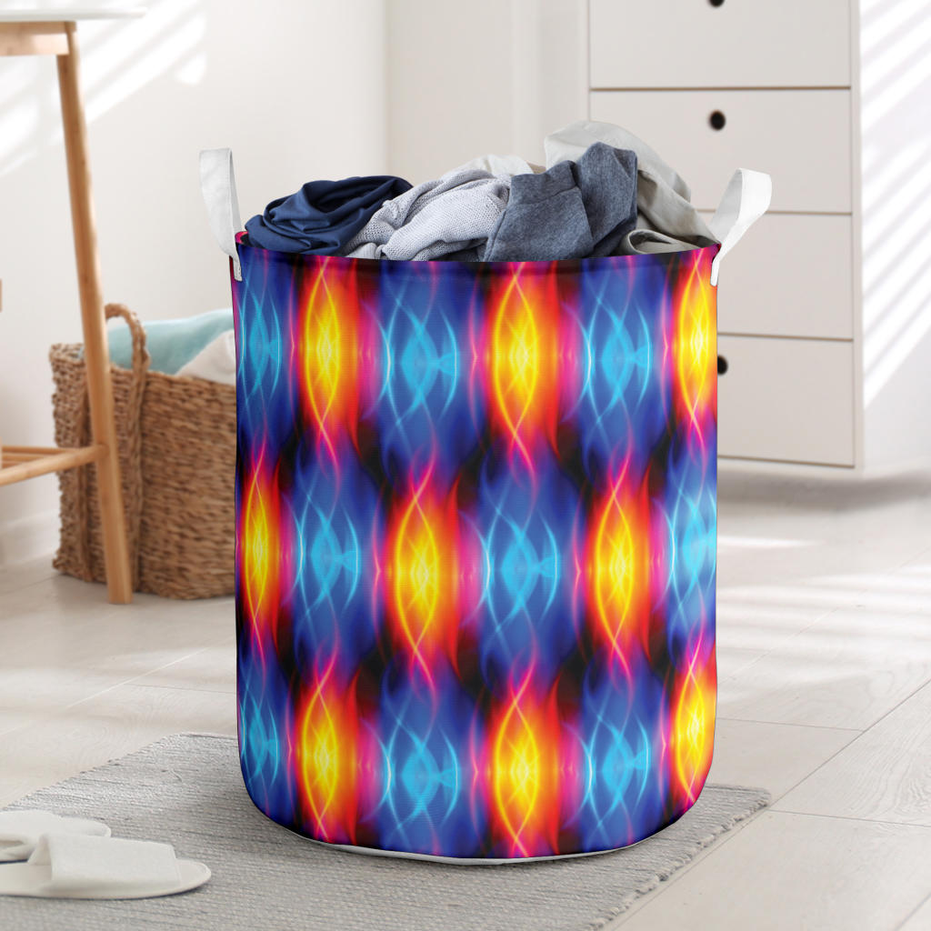Flame Fire Blue Design Print Laundry Basket