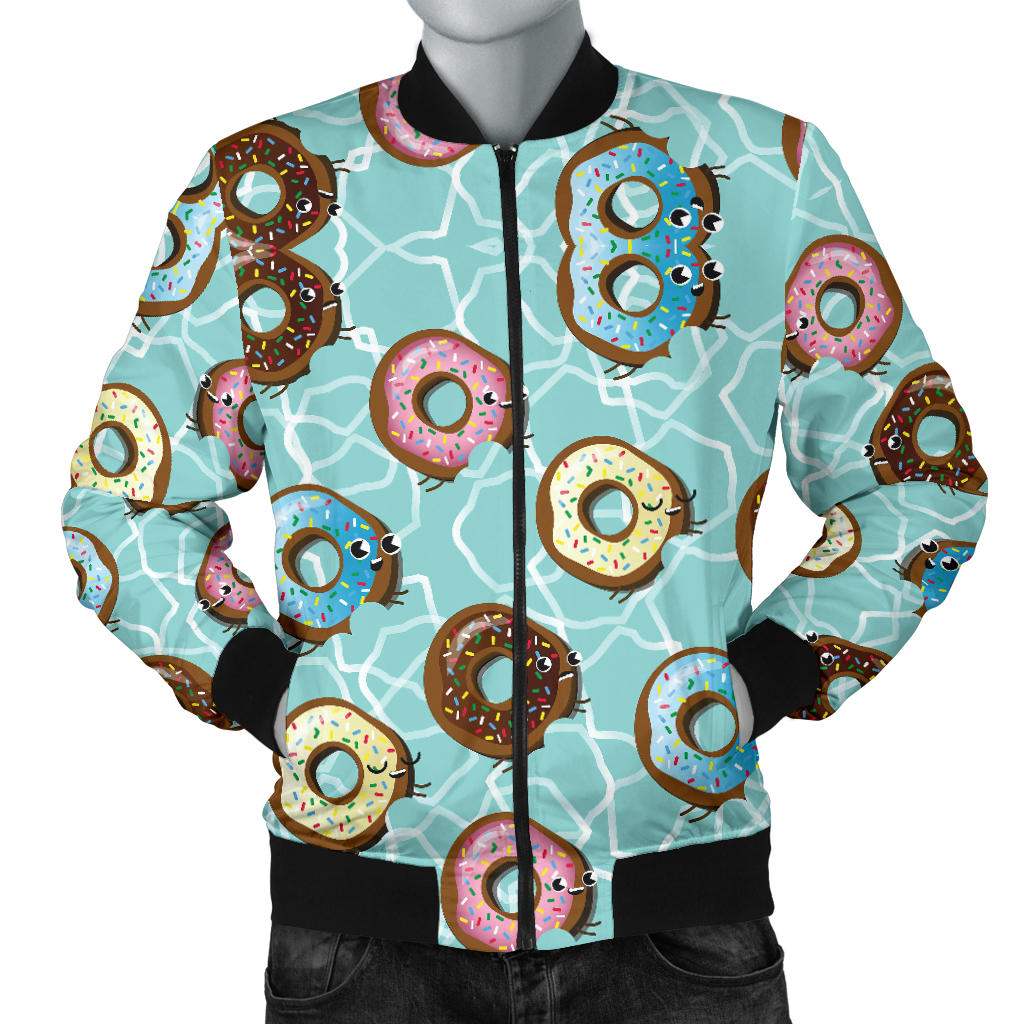 Emoji Donut Print Pattern Men Bomber Jacket