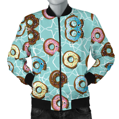 Emoji Donut Print Pattern Men Bomber Jacket