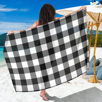 Buffalo check Black white Pattern Print Design 04 Sarong Pareo Wrap