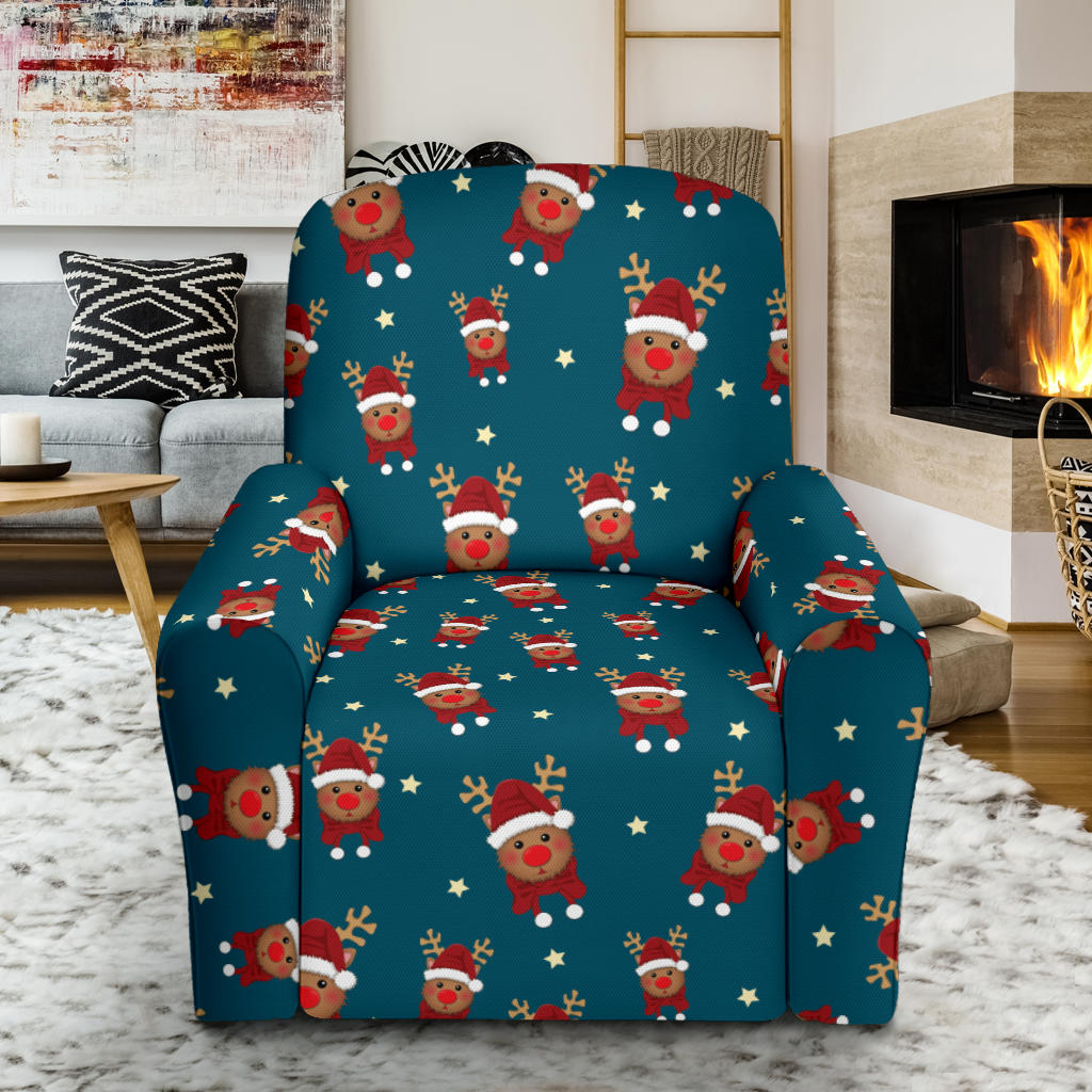 Reindeer Print Design LKS406 Recliner Slipcover with Pocket