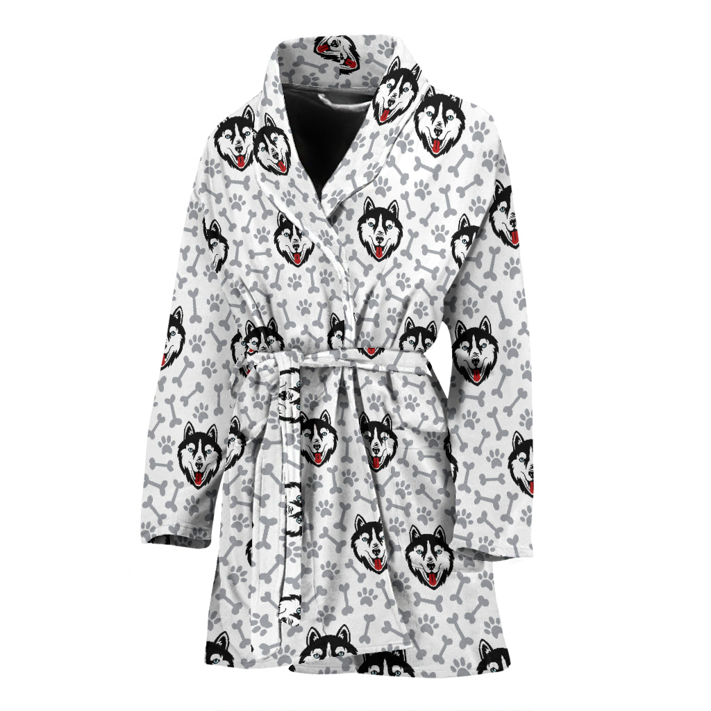 Siberian Huskies Print Design LKS305 Women Bathrobe