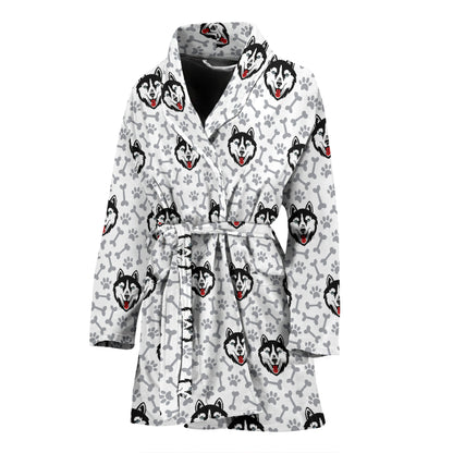 Siberian Huskies Print Design LKS305 Women Bathrobe