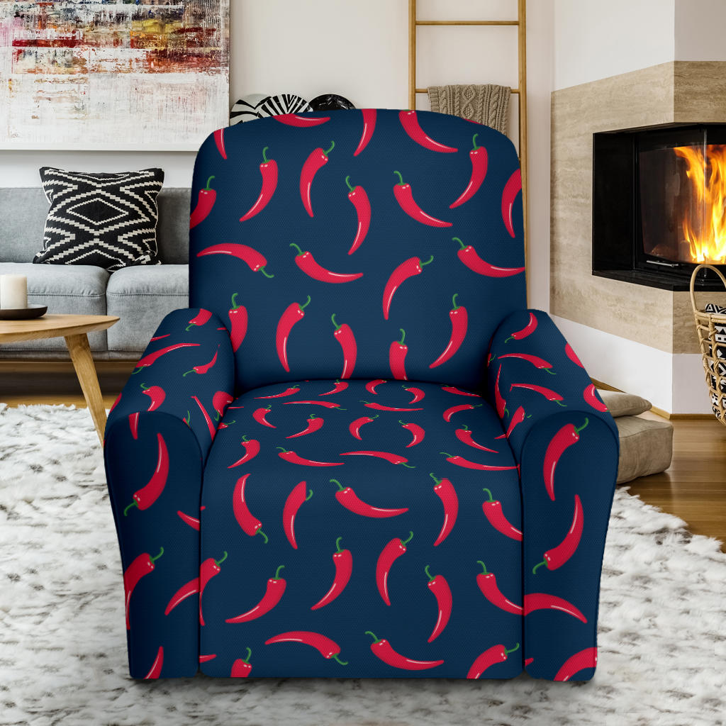 Chilli Pepper Pattern Print Design 03 Recliner Slipcover with Pocket