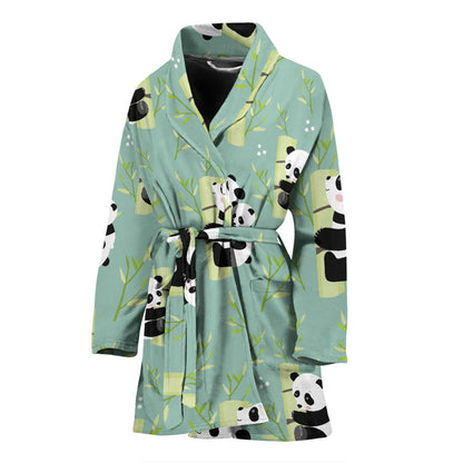 Panda Pattern Print Design A03 Women Bathrobe