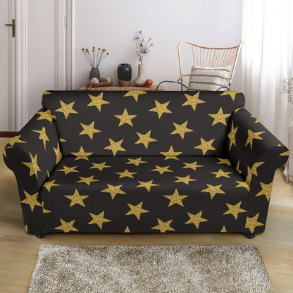 Star Gold Print Design LKS302 Loveseat Couch Slipcover