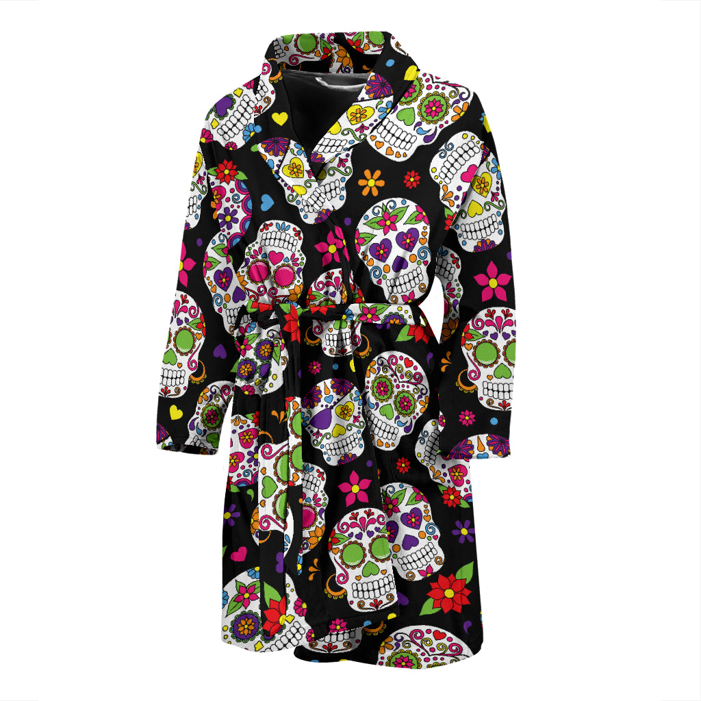 Sugar Skull Print Design LKS302 Men Bathrobe
