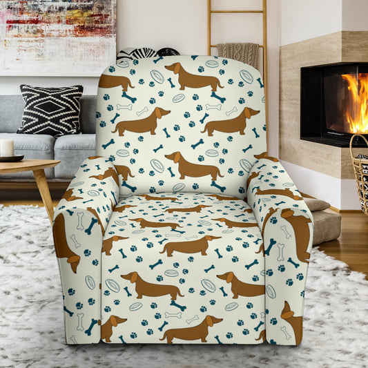 Dachshund Pattern Print Design 01 Recliner Slipcover with Pocket
