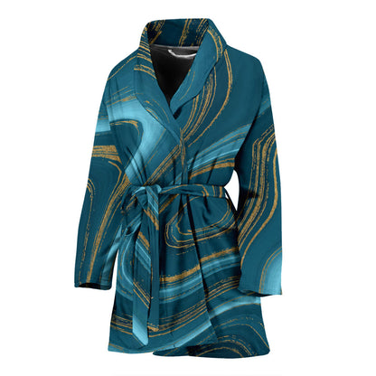 Liquid Pattern Print Design 04 Women Bathrobe