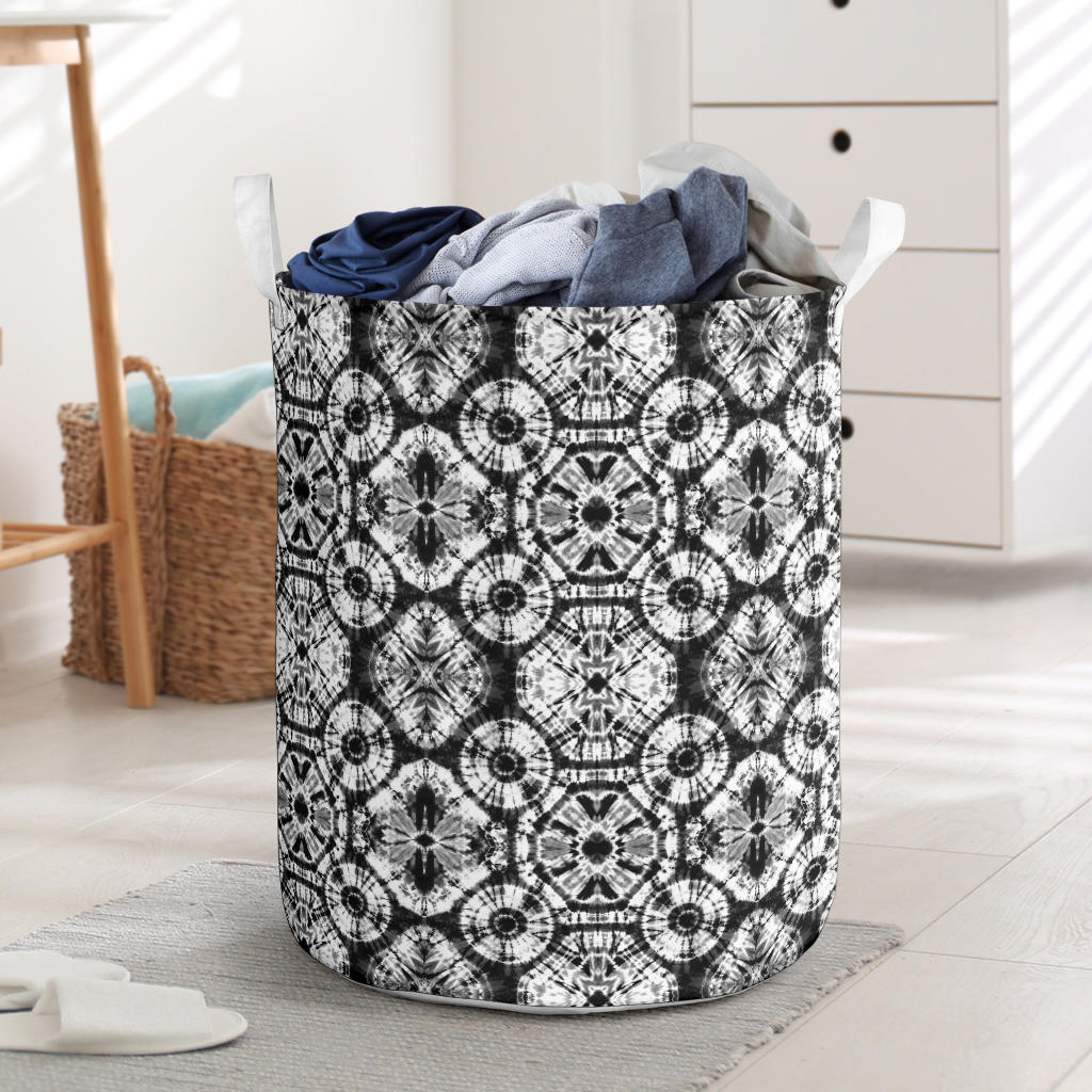 Tie Dye Black White Design Print Laundry Basket