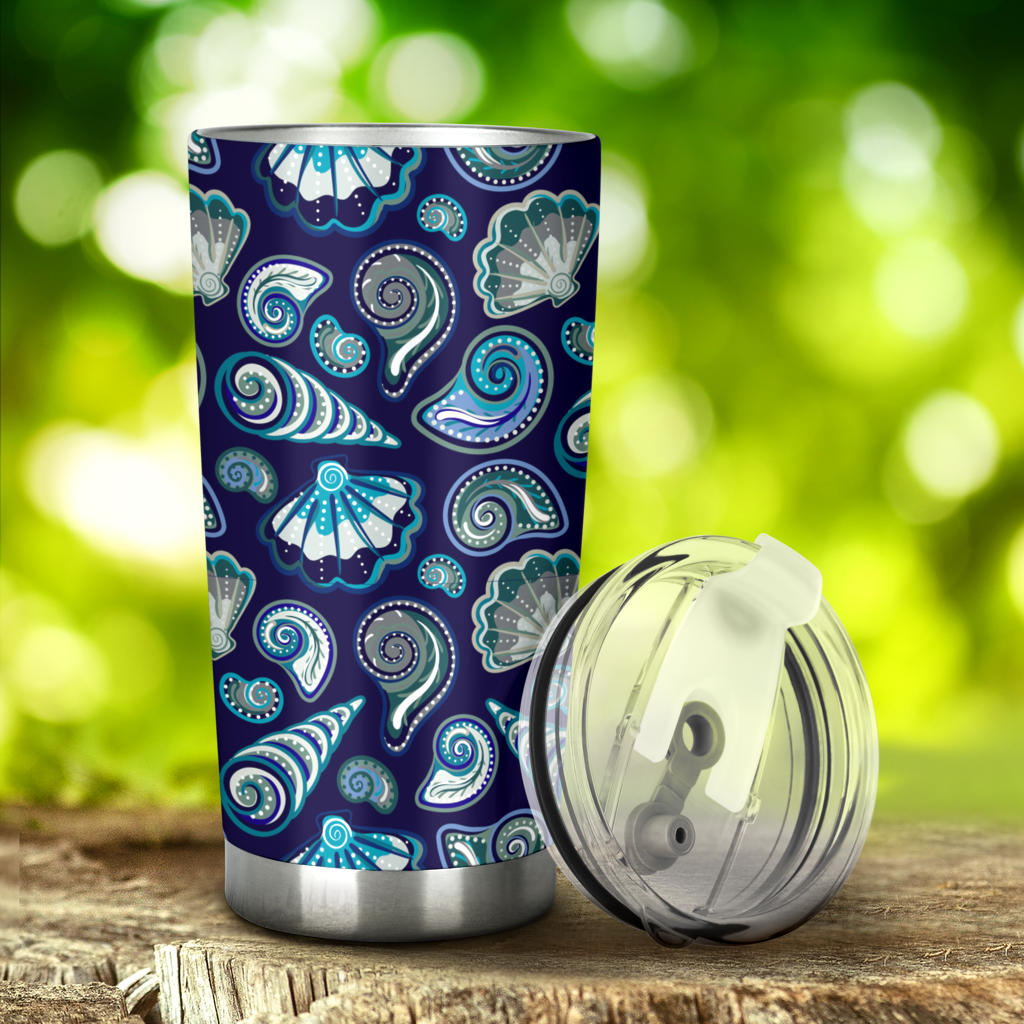Beach Seashell Blue Print Tumbler