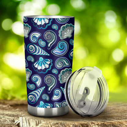 Beach Seashell Blue Print Tumbler