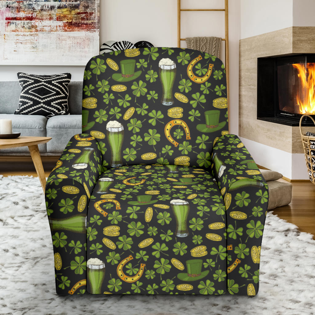 Clover St Patricks Pattern Print Design 03 Recliner Slipcover with Pocket