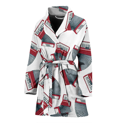 Accordion Pattern Print Design 03 Women Bathrobe