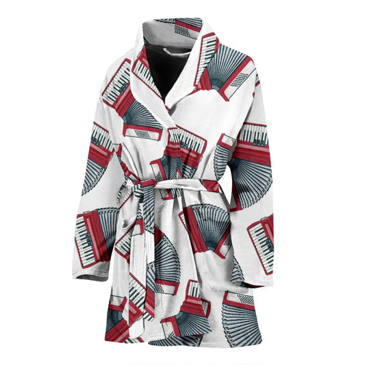 Accordion Pattern Print Design 03 Women Bathrobe