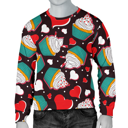 Cupcakes Heart Print Pattern Men Long Sleeve Sweatshirt