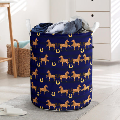 Horse Luxury Themed Pattern Print Laundry Basket