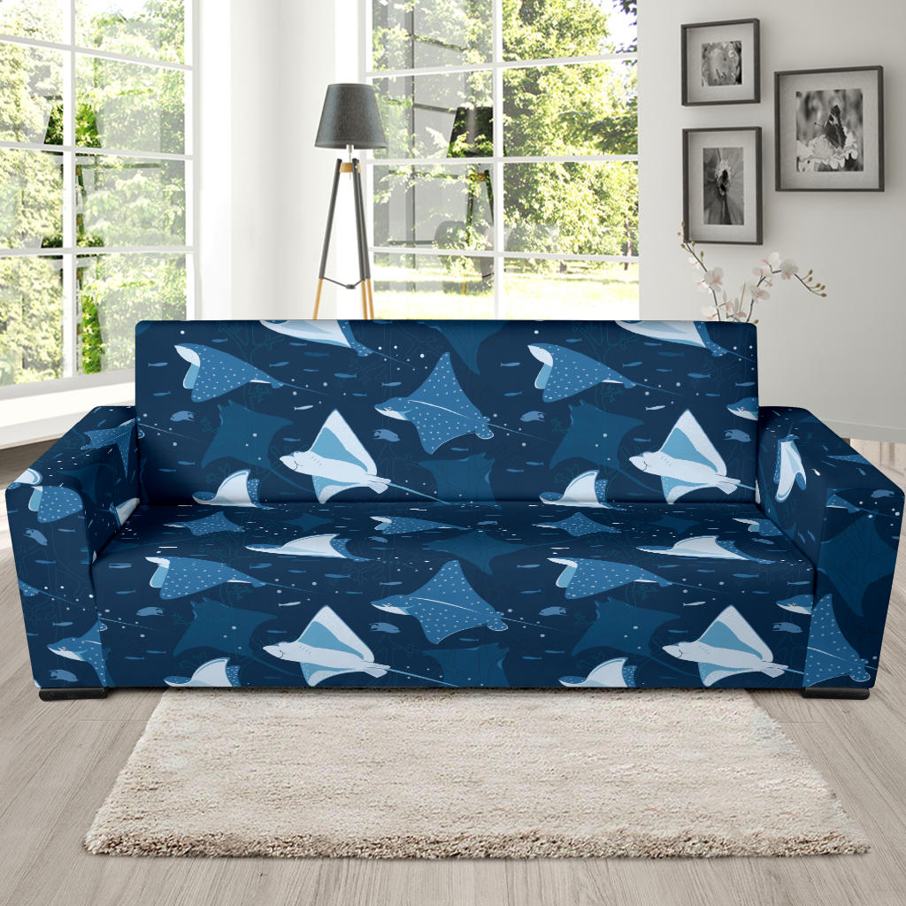 Manta Ray Pattern Print Design 02 Sofa Slipcover