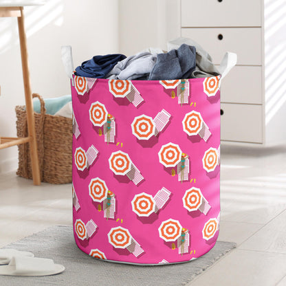 Beach Top View Umbrella Theme Laundry Basket