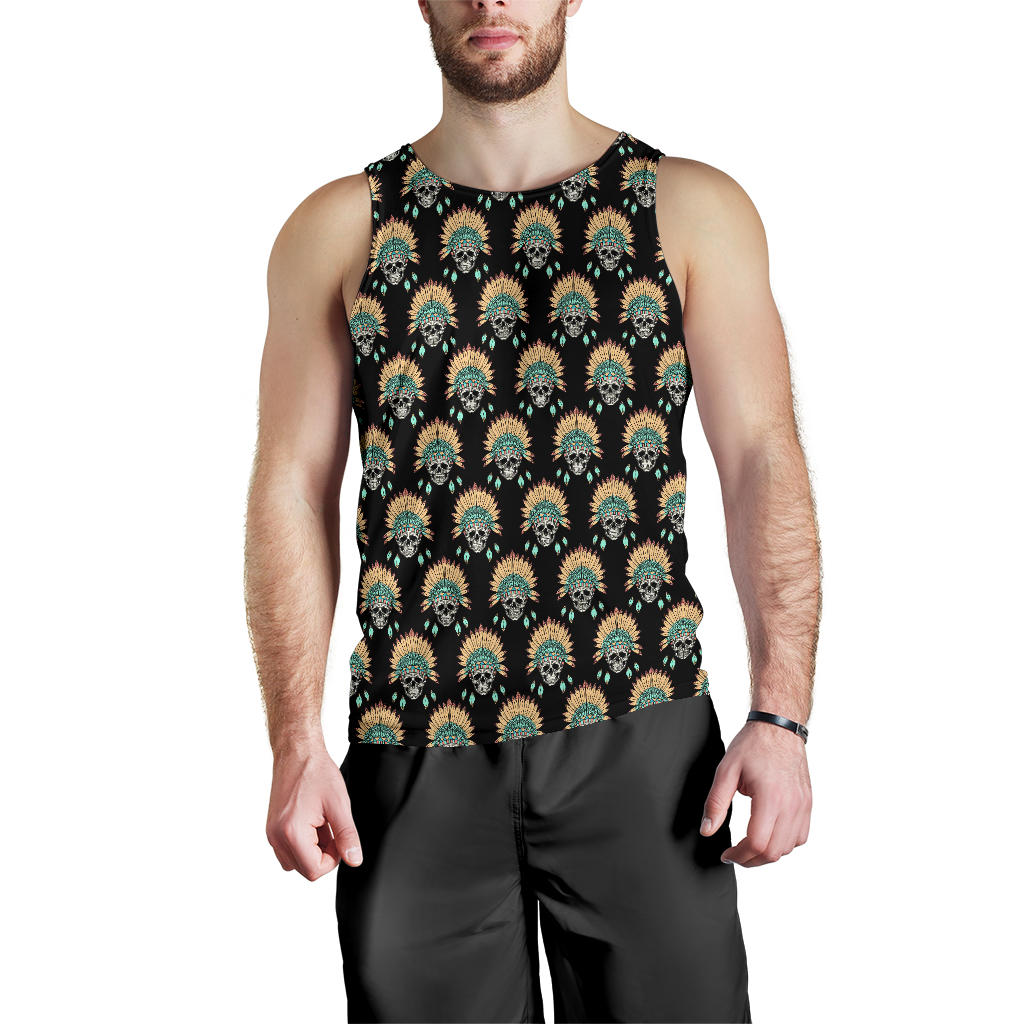 American indian Skull Pattern Men Tank Top
