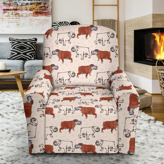 Bulldogs Pattern Print Design 04 Recliner Slipcover with Pocket