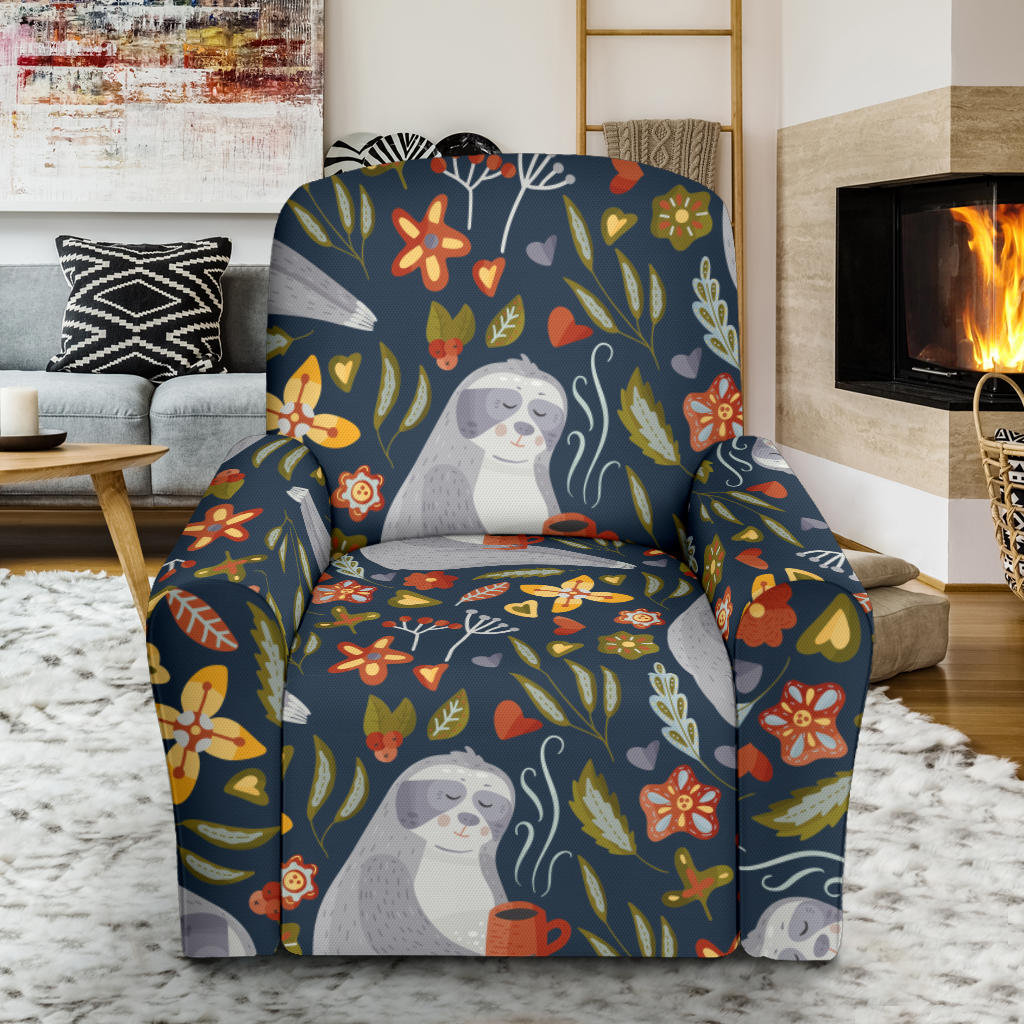 Sloth Print Design LKS303 Recliner Slipcover with Pocket