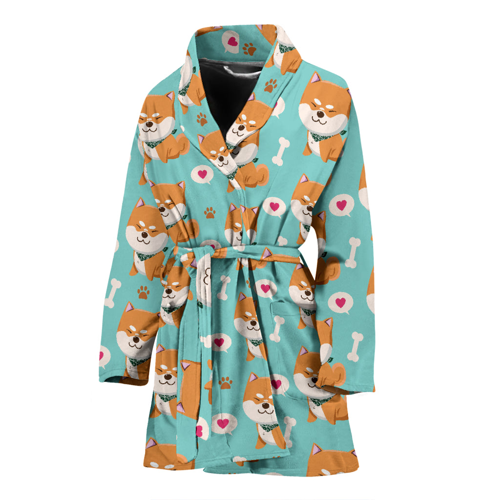 Shiba Inu Print Design LKS3013 Women Bathrobe