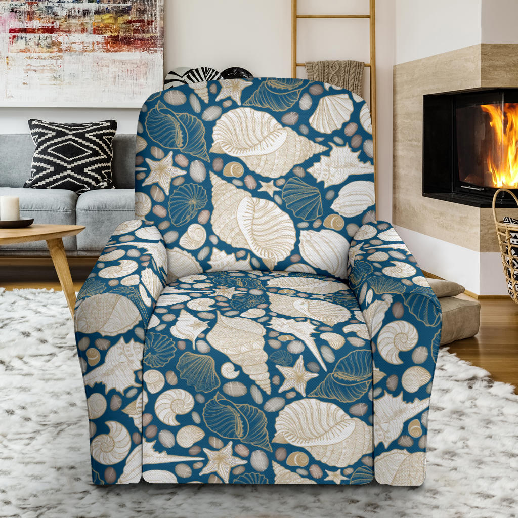 Seashell Print Design LKS308 Recliner Slipcover with Pocket