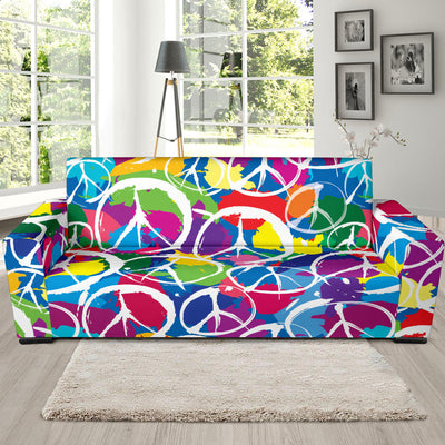 Peace Sign Colorful Pattern Print Design A02 Sofa Slipcover