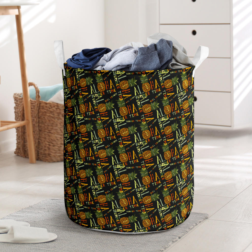 Aloha Hawaii Time Design Themed Print Laundry Basket