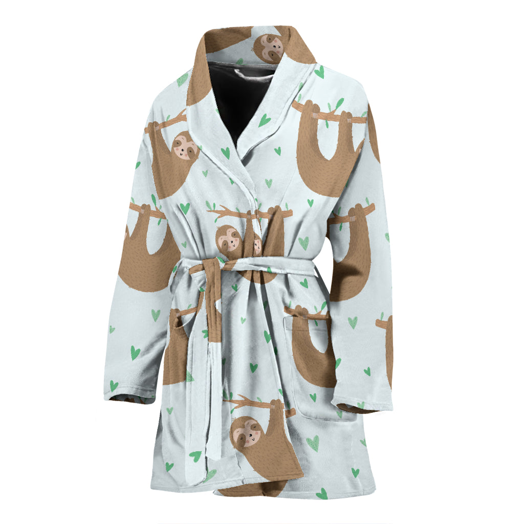 Sloth Print Design LKS308 Women Bathrobe