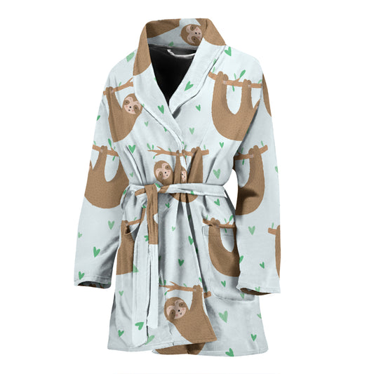 Sloth Print Design LKS308 Women Bathrobe