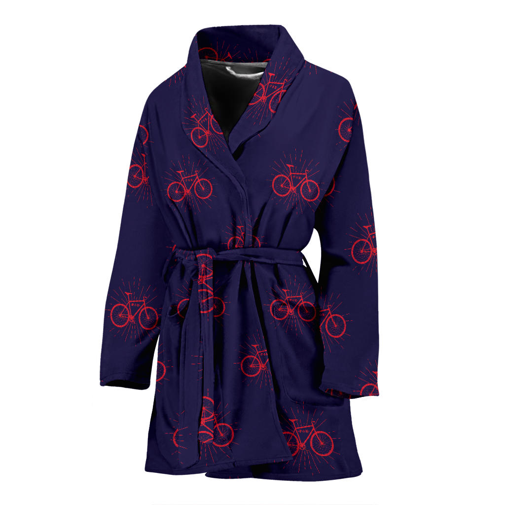 Bicycle Pattern Print Design 01 Women Bathrobe