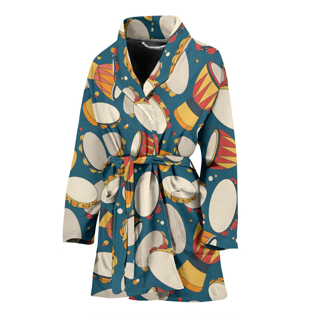 Tambourine Pattern Print Design 01 Women Bathrobe