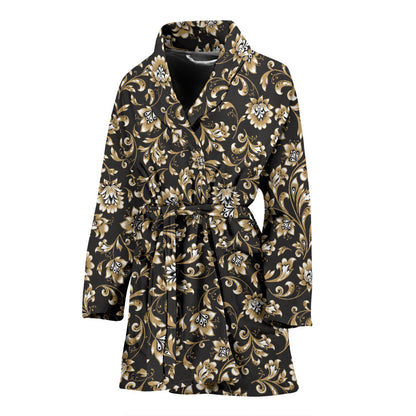 Brocade Pattern Print Design 03 Women Bathrobe