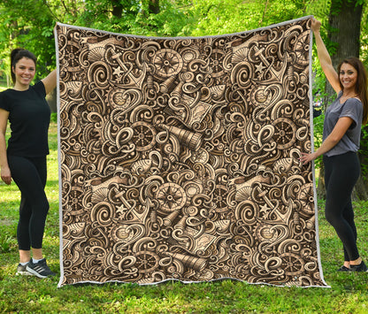 Nautical Tattoo Design Themed Print Quilt Bedspread