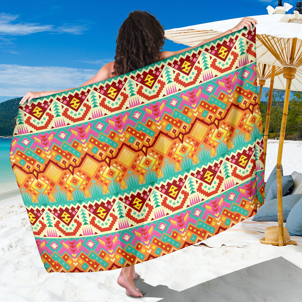 Aztec Pattern Print Design 03 Sarong Pareo Wrap