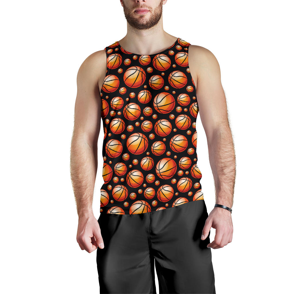 Basketball Black Background Pattern Men Tank Top